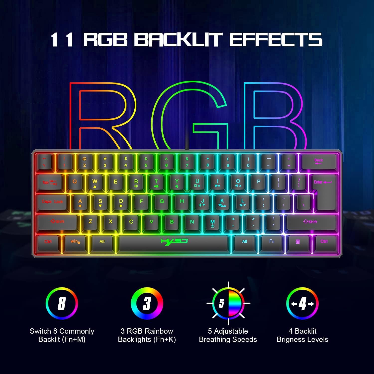 SELORSS Gaming RGB Wired Keyboard and Mouse Combo - USB Gaming Keyboard Compact 61 Keys RGB LED Backlit & Gaming Mouse 6400 DPI - Wired Switch Contoller for Nintendo,Windows PC Gamers,PS4-4 in 1