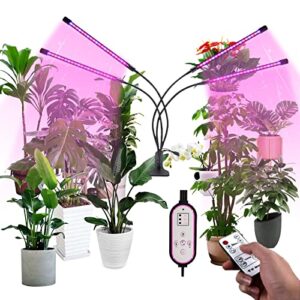 grow lights for indoor plants, gooingtop led grow light for seed starting with red blue spectrum, 4/8/12h timer, 10 dimmable levels & 3 switch modes, adjustable gooseneck suitable for various plant
