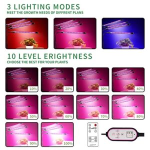 Grow Lights for Indoor Plants, GooingTop LED Grow Light for Seed Starting with Red Blue Spectrum, 4/8/12H Timer, 10 Dimmable Levels & 3 Switch Modes, Adjustable Gooseneck Suitable for Various Plant