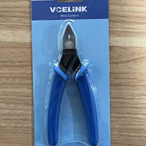 VCELINK Small Wire Cutter Spring-loaded GJ706BL, Precision Flush Cutter Pliers Diagonal Cutters for Electronics, Jewelry Making, Model Craft and 3D Printer, 5-Inch