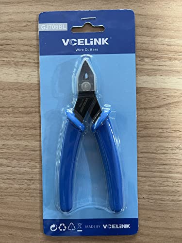 VCELINK Small Wire Cutter Spring-loaded GJ706BL, Precision Flush Cutter Pliers Diagonal Cutters for Electronics, Jewelry Making, Model Craft and 3D Printer, 5-Inch