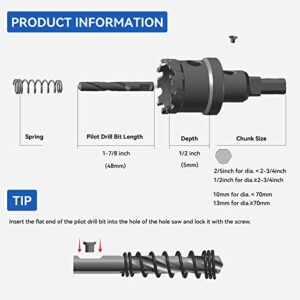 Mollom Heavy Duty Carbide Hole Saw, Hole Cutter cuts Stainless Steel, mild Steel, Iron, Copper, Brass, Plastic (3'' 76mm)