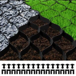 vevor ground grid 27 ft x 4 ft, 1885 lbs per sq ft load geo grid, 2" depth permeable stabilization system for diy patio, walkway, shed base, light vehicle driveway, parking lot, grass, and gravel