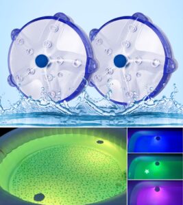 floating pool lights,color changing waterproof magnetic pond lights,battery powered pool lights that float,starfish above ground pool lights up for pond,hot tub,bathtub,shower,halloween,christmas-2pcs