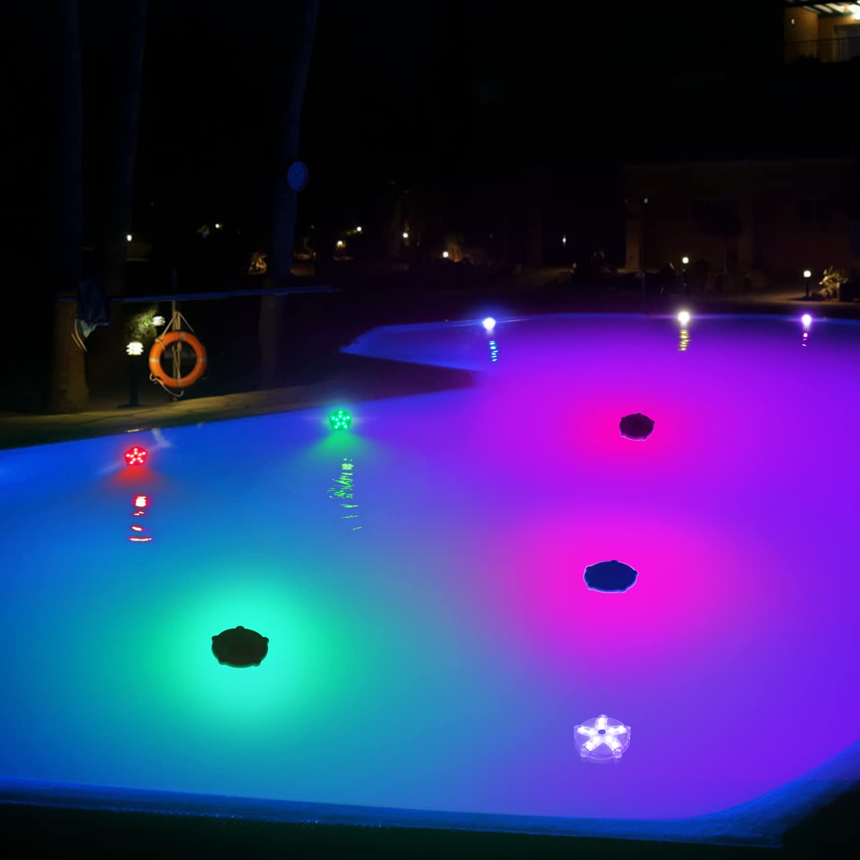 Floating Pool Lights,Color Changing Waterproof Magnetic Pond Lights,Battery Powered Pool Lights that Float,Starfish Above Ground Pool Lights Up for Pond,Hot tub,Bathtub,Shower,Halloween,Christmas-2pcs