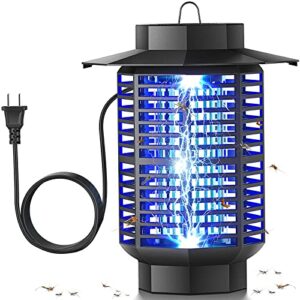 bug zapper indoor outdoor, electric mosquito killer fly zappers insect trap waterproof mute night light with rain shield for bedroom patio backyard hotel