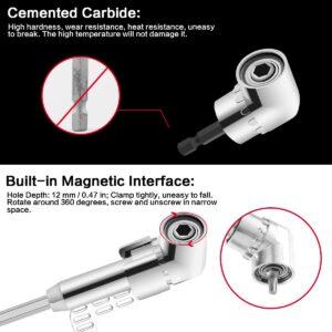 Alltope 90/105 Degree Right Angle Drill, 5 PCS Angle Extension Power Drill Attachment with 1/4'' Hex Impact Shank, Flexible Shaft Adapter, Magnetic Socket Angled Drill Bit Holder for Screwdrivers