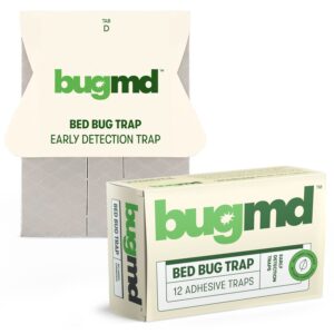 bugmd bed bug trap (1 pack, 12 traps) - interceptors, bed bug prevention, glue traps, insect trap indoor, bed bug sticky traps