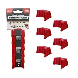 stealthmounts milwaukee m12 battery holder - 6 pack | milwaukee battery holder m12 | 12v milwaukee battery storage | m12 milwaukee battery mount | milwaukee wall mount| made in the uk