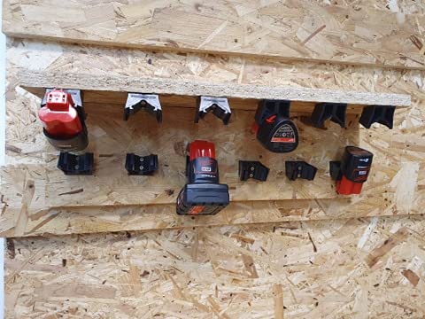 StealthMounts Milwaukee M12 Battery Holder - 6 Pack | Milwaukee Battery Holder M12 | 12V Milwaukee Battery Storage | M12 Milwaukee Battery Mount | Milwaukee Wall Mount| Made in The UK