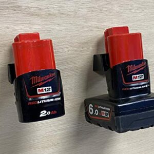 StealthMounts Milwaukee M12 Battery Holder - 6 Pack | Milwaukee Battery Holder M12 | 12V Milwaukee Battery Storage | M12 Milwaukee Battery Mount | Milwaukee Wall Mount| Made in The UK