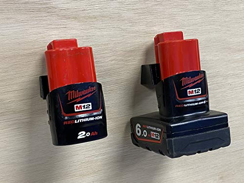 StealthMounts Milwaukee M12 Battery Holder - 6 Pack | Milwaukee Battery Holder M12 | 12V Milwaukee Battery Storage | M12 Milwaukee Battery Mount | Milwaukee Wall Mount| Made in The UK