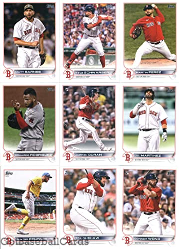 2022 Topps Series 1 Boston Red Sox Team Set of 15 Cards: Bobby Dalbec(#7), Xander Bogaerts(#8), Jose Iglesias(#15), Christian Vazquez(#63), Connor Wong(#66), Travis Shaw(#88), Enrique Hernandez(#90), Hunter Renfroe(#174), J.D. Martinez(#182), Jarren Duran