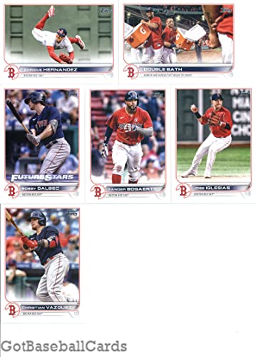 2022 Topps Series 1 Boston Red Sox Team Set of 15 Cards: Bobby Dalbec(#7), Xander Bogaerts(#8), Jose Iglesias(#15), Christian Vazquez(#63), Connor Wong(#66), Travis Shaw(#88), Enrique Hernandez(#90), Hunter Renfroe(#174), J.D. Martinez(#182), Jarren Duran