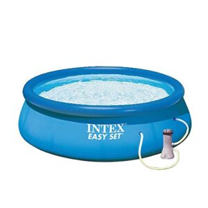 intex 12 foot by 30 inch easy set inflatable above ground swimming pool with 530 gph krystal clear filter pump for children and adults, blue