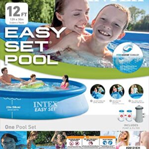 Intex 12 Foot by 30 Inch Easy Set Inflatable Above Ground Swimming Pool with 530 GPH Krystal Clear Filter Pump for Children and Adults, Blue