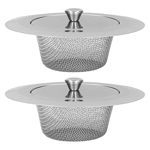 Kitchen Sink Strainer,2pcs Sink Strainer Stainless Steel Rust Proof Sink Stopper Filter with Lids for Kitchen Sink Drain