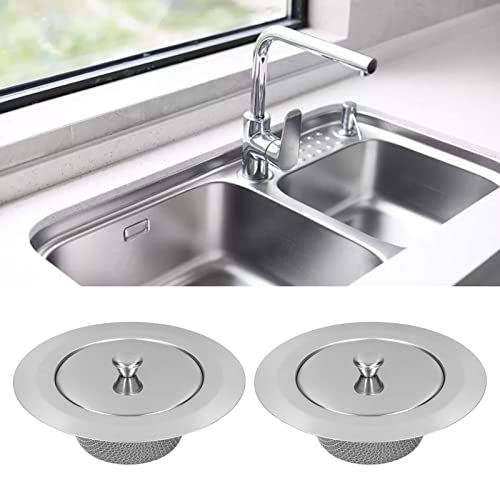 Kitchen Sink Strainer,2pcs Sink Strainer Stainless Steel Rust Proof Sink Stopper Filter with Lids for Kitchen Sink Drain