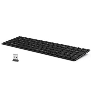 seenda wireless keyboard - multi-device (2.4g+dual bluetooth 4.0) rechargeable keyboard with numeric keypad, slim compact keyboard for mac os and windows, pc, tablet, laptop, ipad, iphone, black