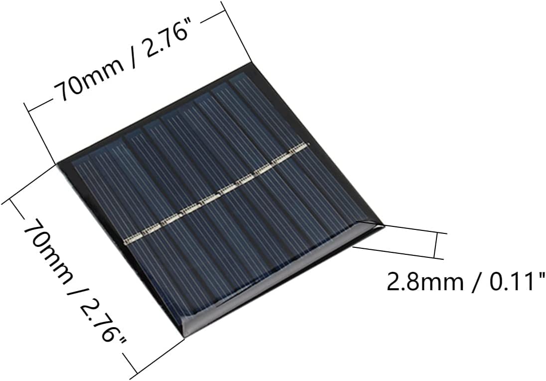 Bettomshin 5Pcs 5V 0.7W Mini Solar Panels Cells, Polycrystalline Solar Cells Micro Solar Panel Module for Light Electric Toys Solar Battery Charger DIY Solar Syatem Kits (2.76" x 2.76"/70mm x 70mm)