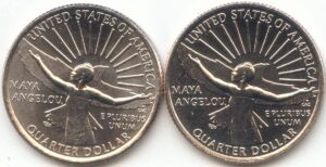 2022 p,d american women, washington maya angelou 2 coin set, p and d quarter uncirculated