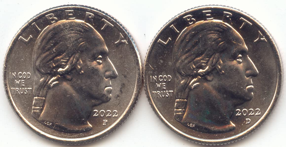 2022 P,D American Women, Washington Maya Angelou 2 Coin Set, P and D Quarter Uncirculated