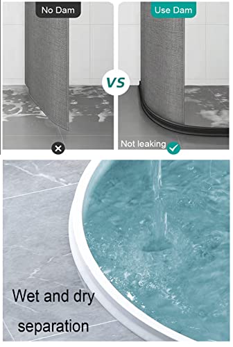 3" High Shower Water Splash Guard 67 Inch Collapsible Shower Threshold Water Dam Barrier Shower Dam Water Stopper To Keep Water In Shower Splash Guard For Walk In Shower Water Guard (5.6Ft）