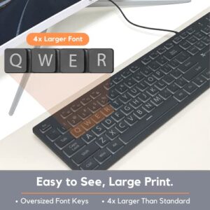 X9 Performance Large Print Backlit Keyboard and Mouse Combo - Easy to See Big Print Letters - USB Wired Keyboard and Mouse - Lighted Keyboard for Elderly, Low Vision, Visually Impaired