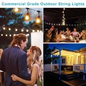 Lightdot 48ft Outdoor Light String with Remote, LED Remote Control String Lights with 16 pcs Dimmable Shatterproof 1W Bulbs, 2200K Commercial Grade Hanging Light for Patio Backyard Christmas Decor