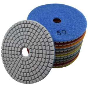 Konfor Diamond Polishing Pads Wet Buff 4 Inch 7-Step Hook And Loop for Sanding Stone Marble Granite