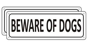 beware of dog sign, (2 pack) metal dog signs for fence, 10" x 3.5" aluminum dog warning sign outdoor, rust free dog gate sign, guard dog sign for house