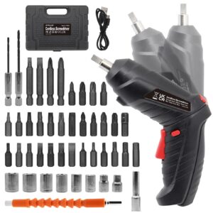 cordless electric screwdriver, 3.6v rechargeable power screwdriver with 47 pcs accessories, usb charging, 3nm screw gun, mini carrying screwdriver set ​with led light for father's day gift