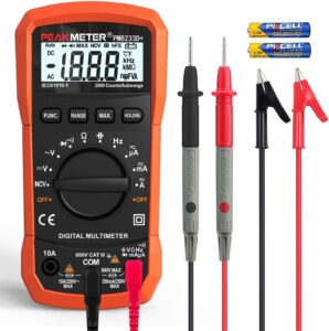 auto-ranging digital multimeter, ac/dc amp ohm voltage test meter with resistance, continuity, capacitance, frequency and diode test; multi tester with backlit display, data hold and ncv