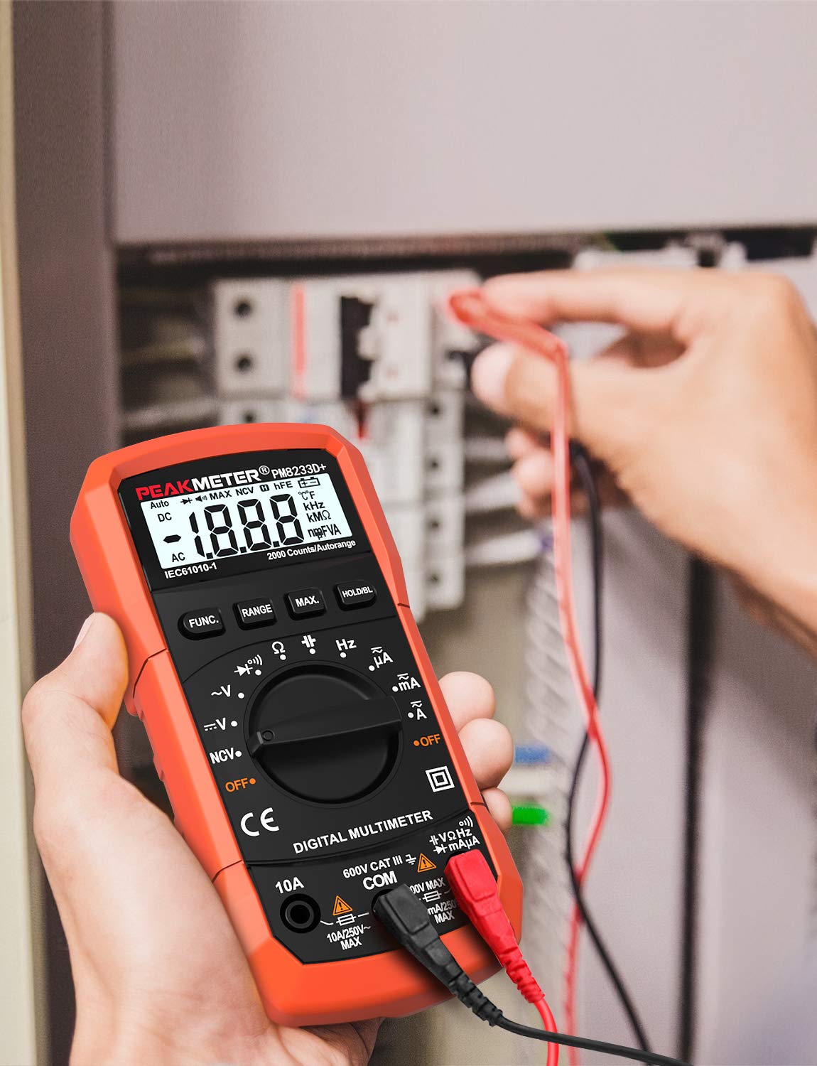 Auto-Ranging Digital Multimeter, AC/DC Amp Ohm Voltage Test Meter with Resistance, Continuity, Capacitance, Frequency and Diode Test; Multi Tester with Backlit Display, Data Hold and NCV