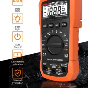 Auto-Ranging Digital Multimeter, AC/DC Amp Ohm Voltage Test Meter with Resistance, Continuity, Capacitance, Frequency and Diode Test; Multi Tester with Backlit Display, Data Hold and NCV