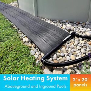 SunHeater Solar Heater, Includes One 2’ x 20’ Panel (40 sq. ft.), 10-Year Warranty – Heating System for Aboveground Swimming Pools – Raises Water Temperature up to 15°F – S1220AG