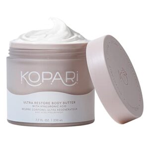 kopari ultra restore body butter with hyaluronic acid and vitamin b5 - vegan moisturizing lotion for dry skin, 7.7 oz