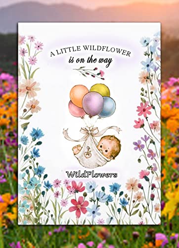 Pack of 20 Pre-Filled Bouquet Seed Mix Packet Girl Boy Baby Shower Party Favors Baby Announcements for Guests "A Little Wildflower" Is On The Way Thank You Celebration of Life Plant Seeds Year-Round