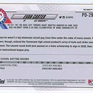 2021 Topps Pro Debut #PD-29 Evan Carter AZL Rangers RC Rookie Baseball Trading Card