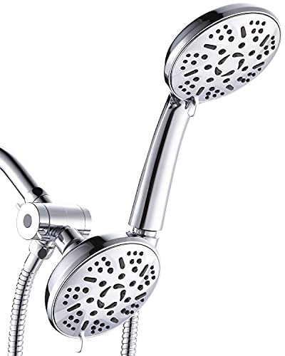 Ezelia High Pressure Shower Head Combo, 9 Settings Handheld Shower Head & Rainfall Showerhead, Premium 2-in-1 Dual Shower System with smooth 3-Way Water Diverter, Bathtub Systems,1.75GPM