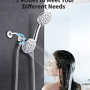 Ezelia High Pressure Shower Head Combo, 9 Settings Handheld Shower Head & Rainfall Showerhead, Premium 2-in-1 Dual Shower System with smooth 3-Way Water Diverter, Bathtub Systems,1.75GPM