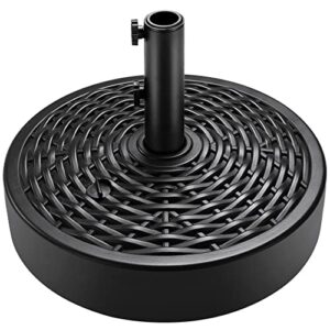 best choice products fillable umbrella base stand, round faux wicker plastic patio umbrella base stand, pole holder for outdoor, lawn w/ 55lbs weight capacity, 2 adjustment knobs