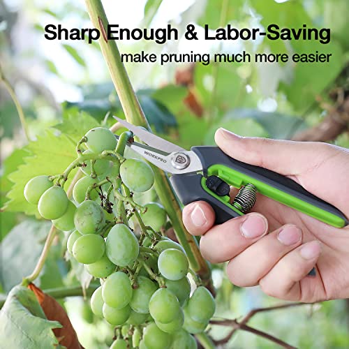 WORKPRO Pruning Shears,6.25'' Gardening Hand Scissors with Sheath,Stainless Steel Straight Blade Hand Pruner for Precision Pruning and Trimming