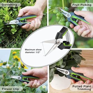 WORKPRO Pruning Shears,6.25'' Gardening Hand Scissors with Sheath,Stainless Steel Straight Blade Hand Pruner for Precision Pruning and Trimming