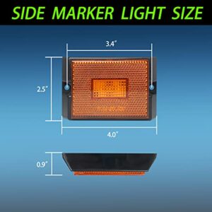 Serlainxin Led Trailer Marker Lights, Trailer Amber Side Marker Lights, Rectangular Light Reflectors For Trailers, Dot Approval Trailer Clearance Lights, Utility Trailer Running Lights, 2Pack