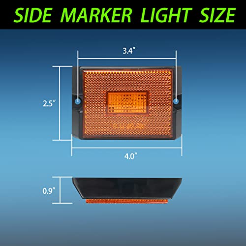 Serlainxin Led Trailer Marker Lights, Trailer Amber Side Marker Lights, Rectangular Light Reflectors For Trailers, Dot Approval Trailer Clearance Lights, Utility Trailer Running Lights, 2Pack