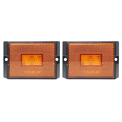 Serlainxin Led Trailer Marker Lights, Trailer Amber Side Marker Lights, Rectangular Light Reflectors For Trailers, Dot Approval Trailer Clearance Lights, Utility Trailer Running Lights, 2Pack