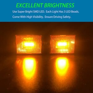 Serlainxin Led Trailer Marker Lights, Trailer Amber Side Marker Lights, Rectangular Light Reflectors For Trailers, Dot Approval Trailer Clearance Lights, Utility Trailer Running Lights, 2Pack