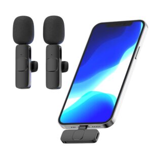 mcoplus 2pack plug and play wireless lavalier microphone for iphone ipad,2 clip-on mics for iphone video recording, youtube, interview, tiktok, vlog, live stream,youtube