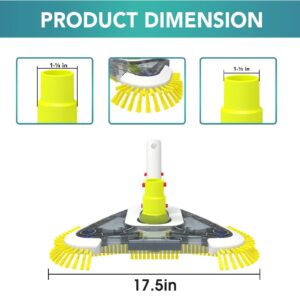 Cheerclean Pool Vacuum Head with Corner Bristles EZ Clip Handle Universal Swivel Connector for Pool Hose Above Ground Pools Inground Pool